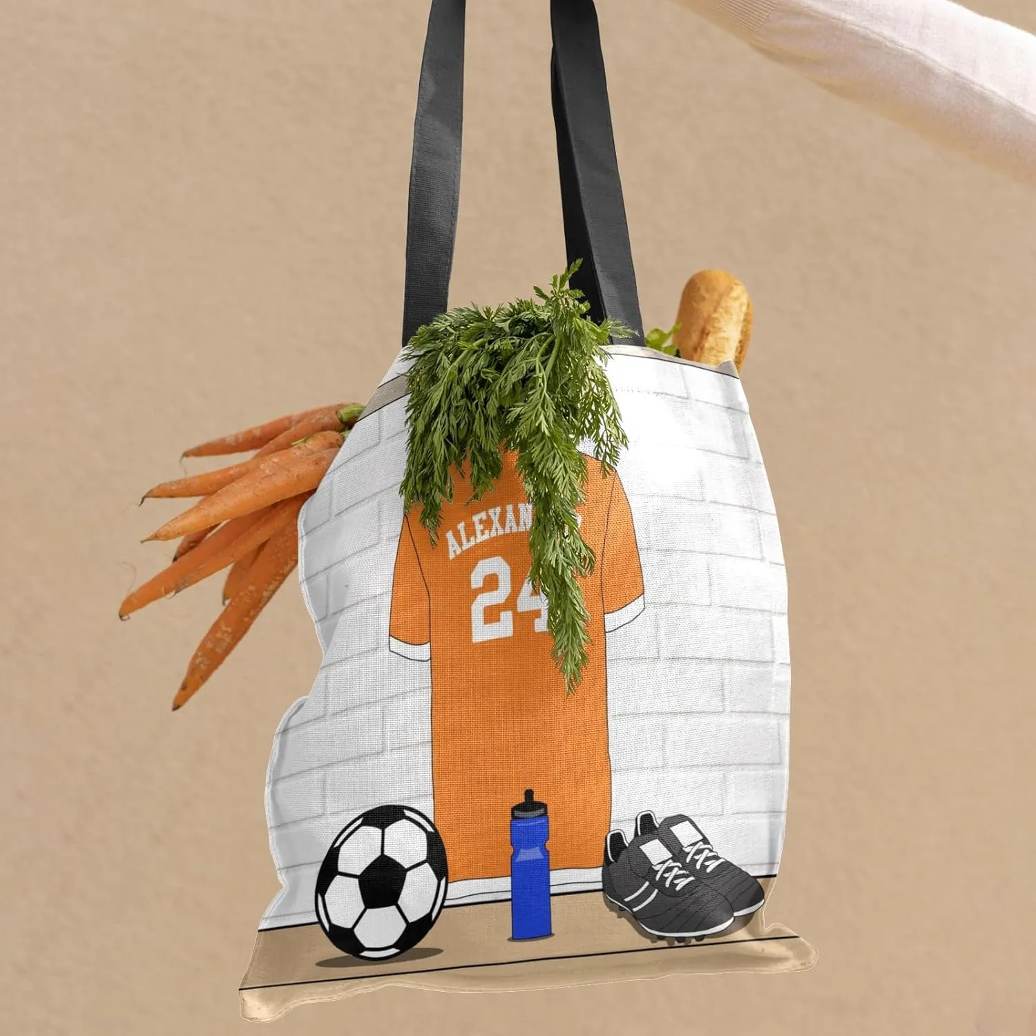 Personalized Name Soccer Sport Player Jersey Navy Handbag Gift Bags Christmas Treat Bags for Holiday Party Gift Bags