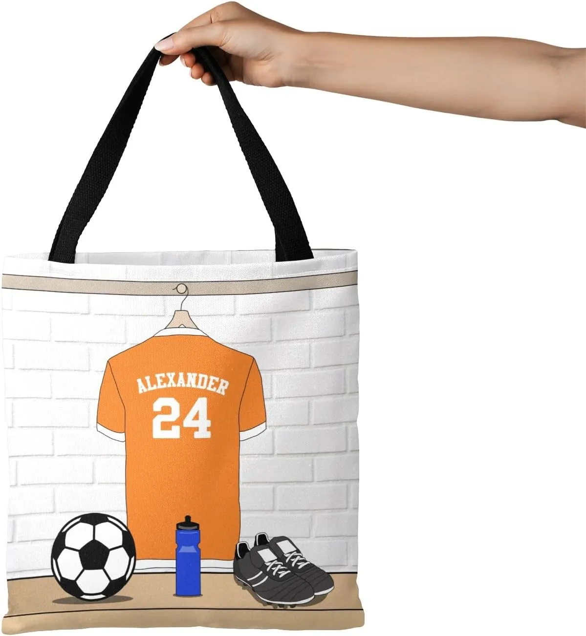 Personalized Name Soccer Sport Player Jersey Navy Handbag Gift Bags Christmas Treat Bags for Holiday Party Gift Bags