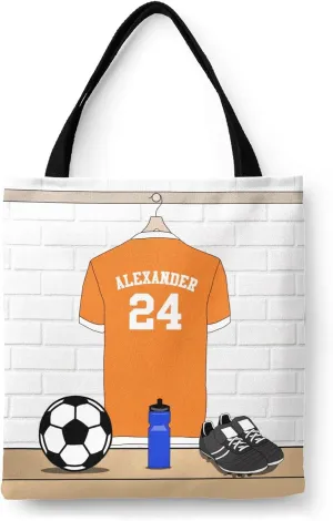 Personalized Name Soccer Sport Player Jersey Navy Handbag Gift Bags Christmas Treat Bags for Holiday Party Gift Bags