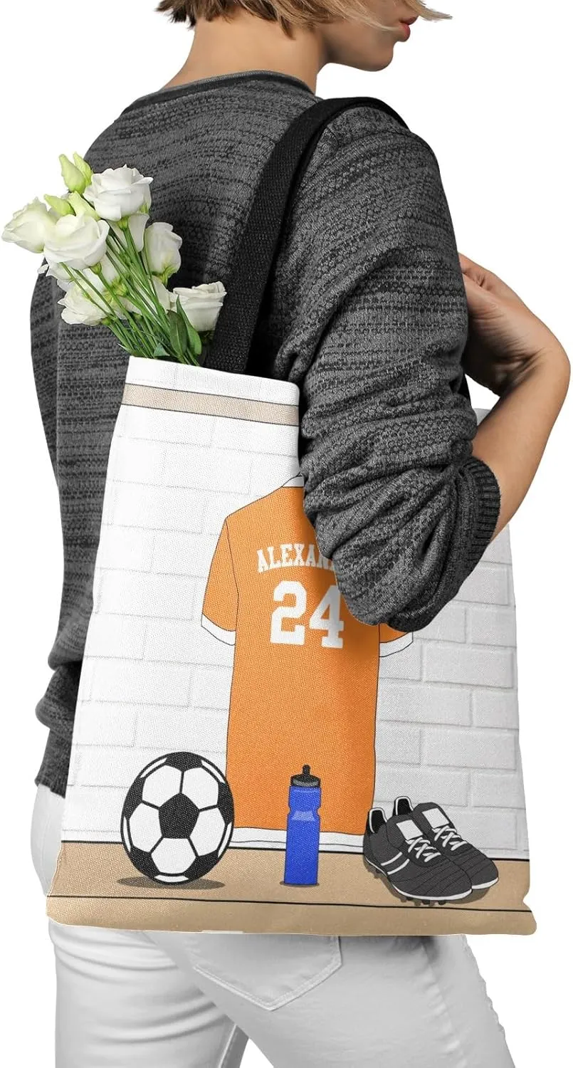 Personalized Name Soccer Sport Player Jersey Navy Handbag Gift Bags Christmas Treat Bags for Holiday Party Gift Bags