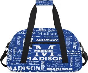 Personalized Name Sports Duffel Bags, Gym Dance Duffel Bag Sleepover Weekender Training Bags Travel Duffel Bag, Cobalt Blue