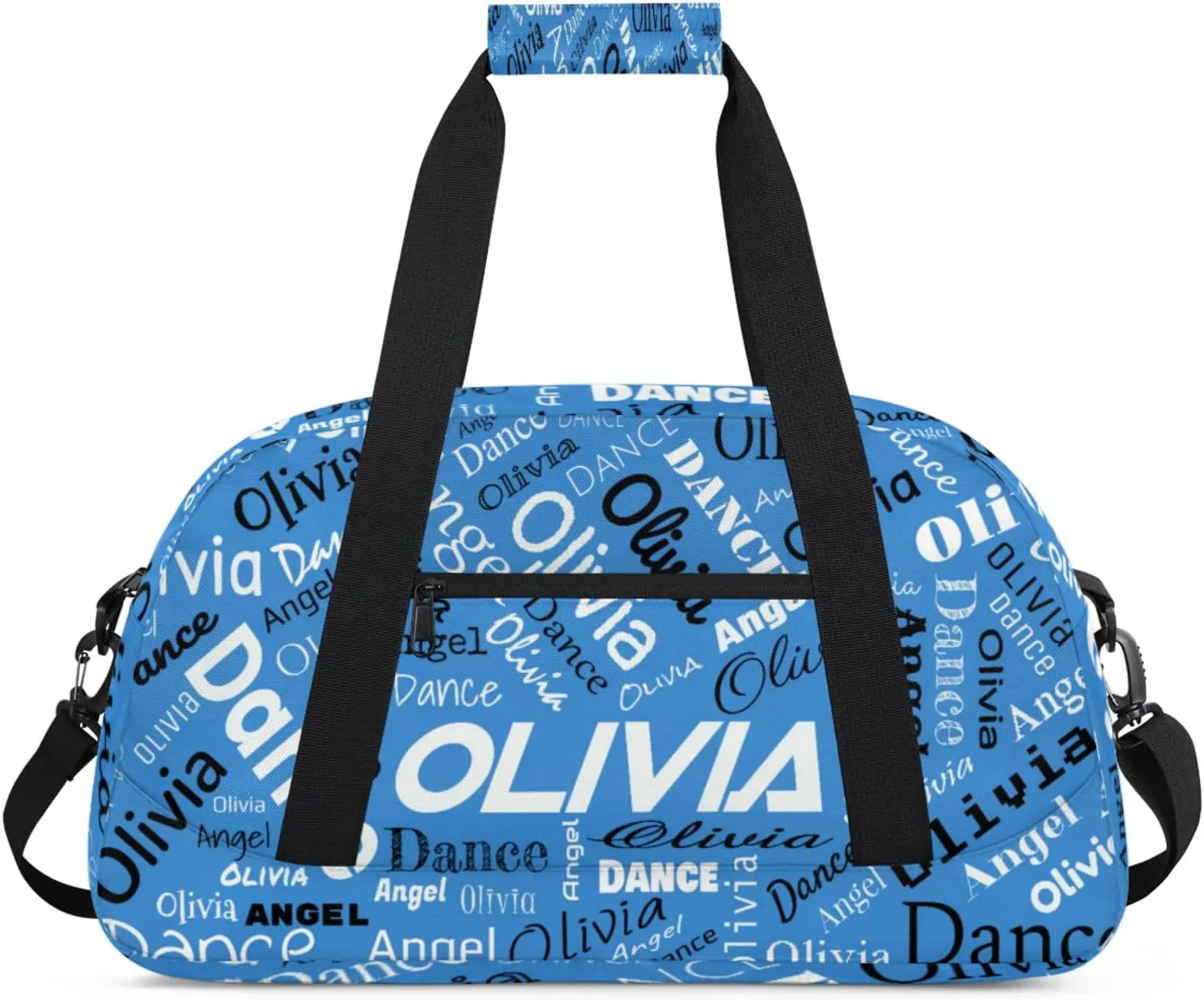 Personalized Name Sports Gym Duffel Bag, Custom Dance Bag Overnight Weekender Duffel Bags for Travel, Blue