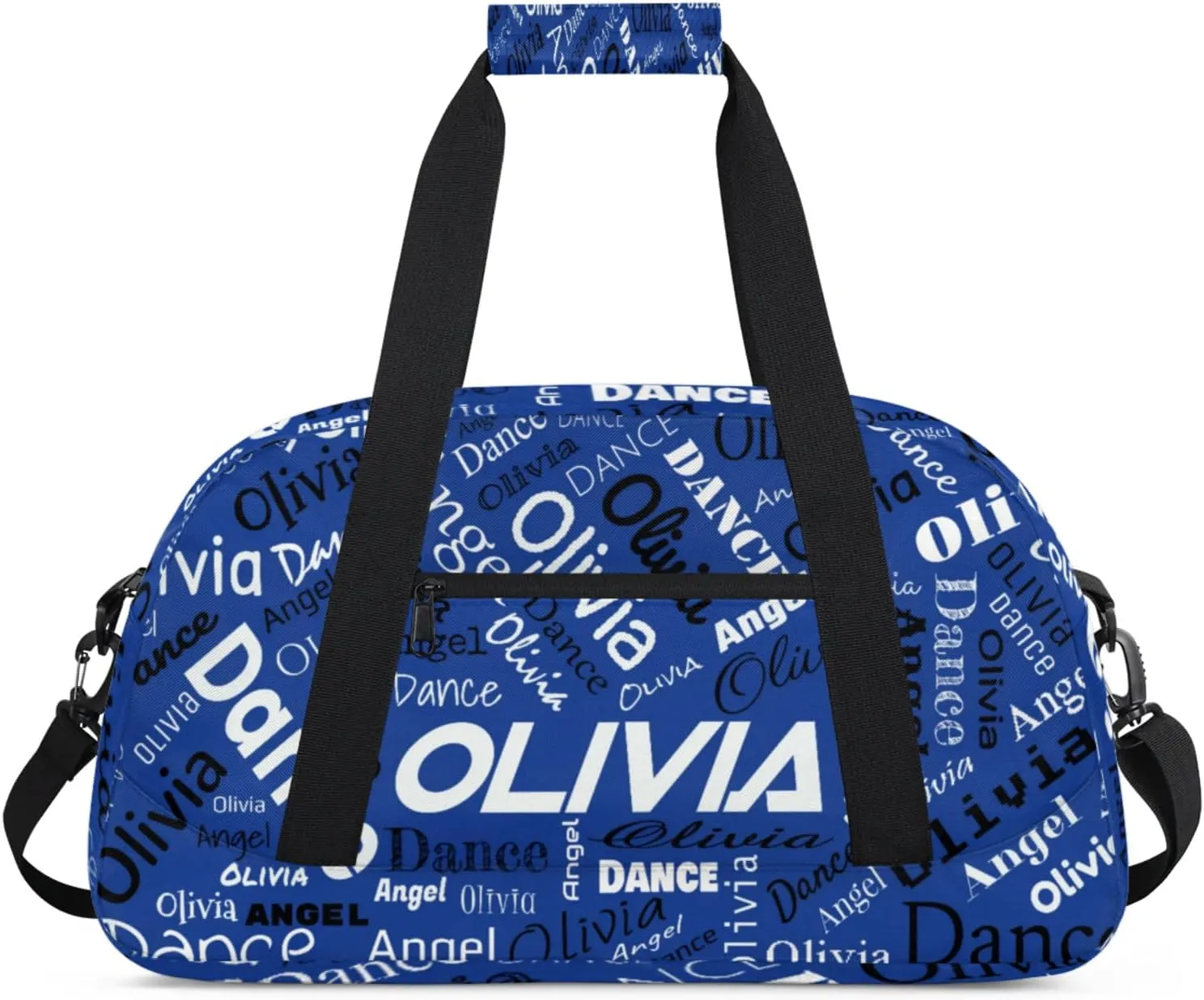 Personalized Name Sports Gym Duffel Bag, Custom Dance Bag Overnight Weekender Duffel Bags for Travel, Cobalt Blue