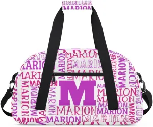 Personalized Sport Gym Bag Duffel Bag for Boys Girls, Custom Name Dance Bag Weekender Bags Travel Duffel Bag Tote Bag for Kids Pink Purple