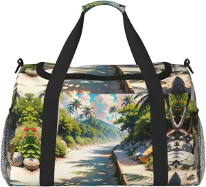 Personalized Sports Duffel Bags Gym Bag Dance Bag, Personalized Custom Travel Duffle Bag Tote Bag, Customized Travel Bag Overnight Weekender Sleepover Bag, Beach Coconut Tree Flower