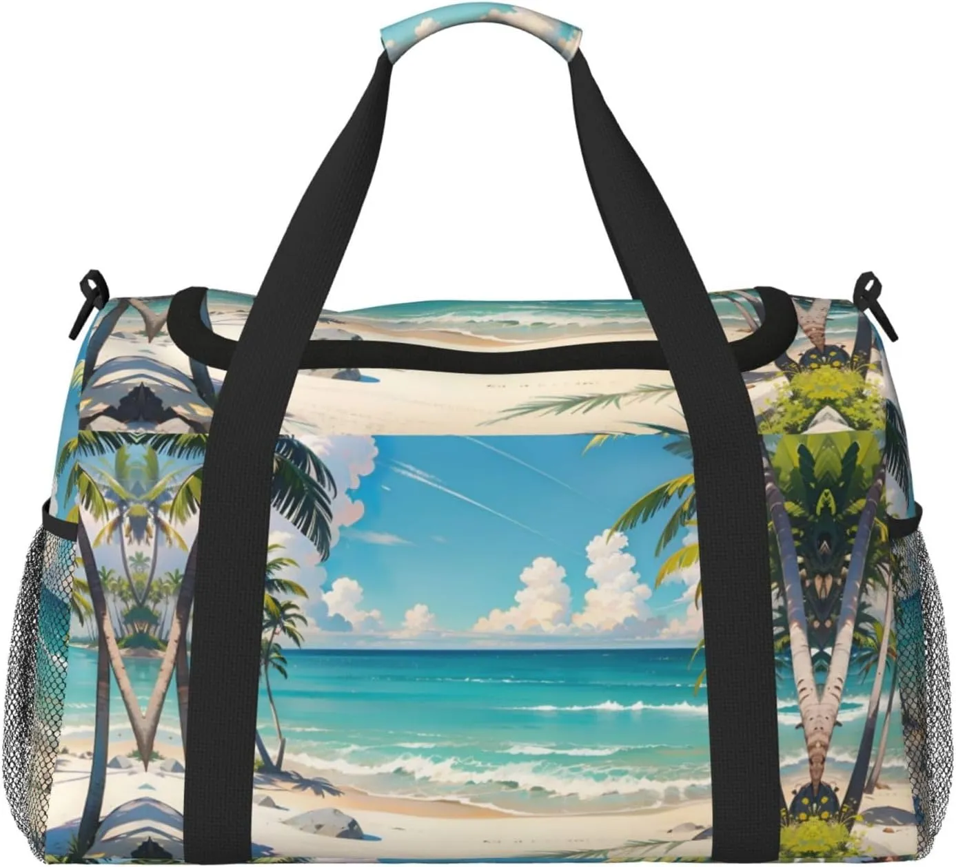 Personalized Sports Duffel Bags Gym Bag Dance Bag, Personalized Custom Travel Duffle Bag Tote Bag, Customized Travel Bag Overnight Weekender Sleepover Bag, Beach Coconut Tree Summer