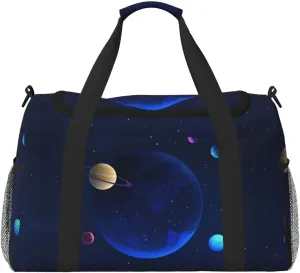 Personalized Sports Duffel Bags Gym Bag Dance Bag, Personalized Custom Travel Duffle Bag Tote Bag, Customized Travel Bag Overnight Weekender Sleepover Bag, Universe Cosmic planets
