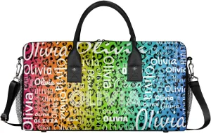 Personalized Travel Duffel Bag for Women Men, Custom Gym Duffel Bags with Name Cheer Sports Overnight Weekender Bags, Colorful Leopard Print Birthday Gift