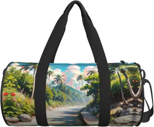 Personalized Travel Duffle Bag Gym Bag Sports Duffel Bags, Custom Gymnastics Dance Bag, Customized Training Bag Overnight Weekender Sleepover Bag for Men Women, Beach Coconut Tree Flower