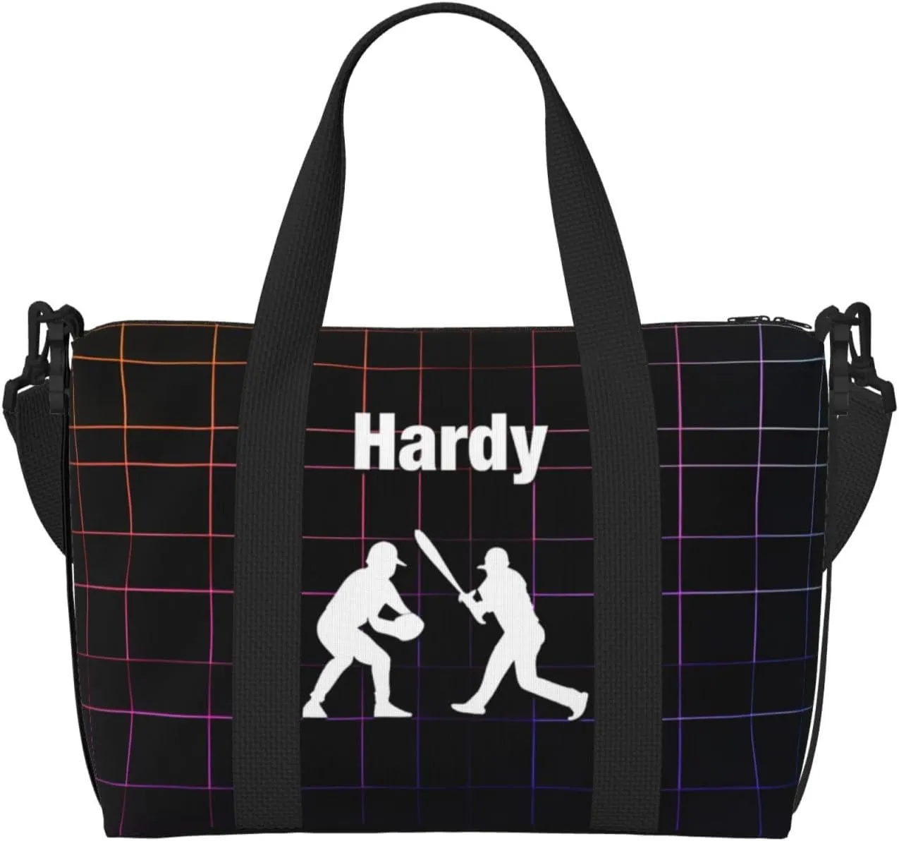 Personalized Unisex Sports Gym Bag Training Bag, Custom Named Weekender Practice Bag Workout Bag with Baseball Silhouette, Customized Birthday Gifts