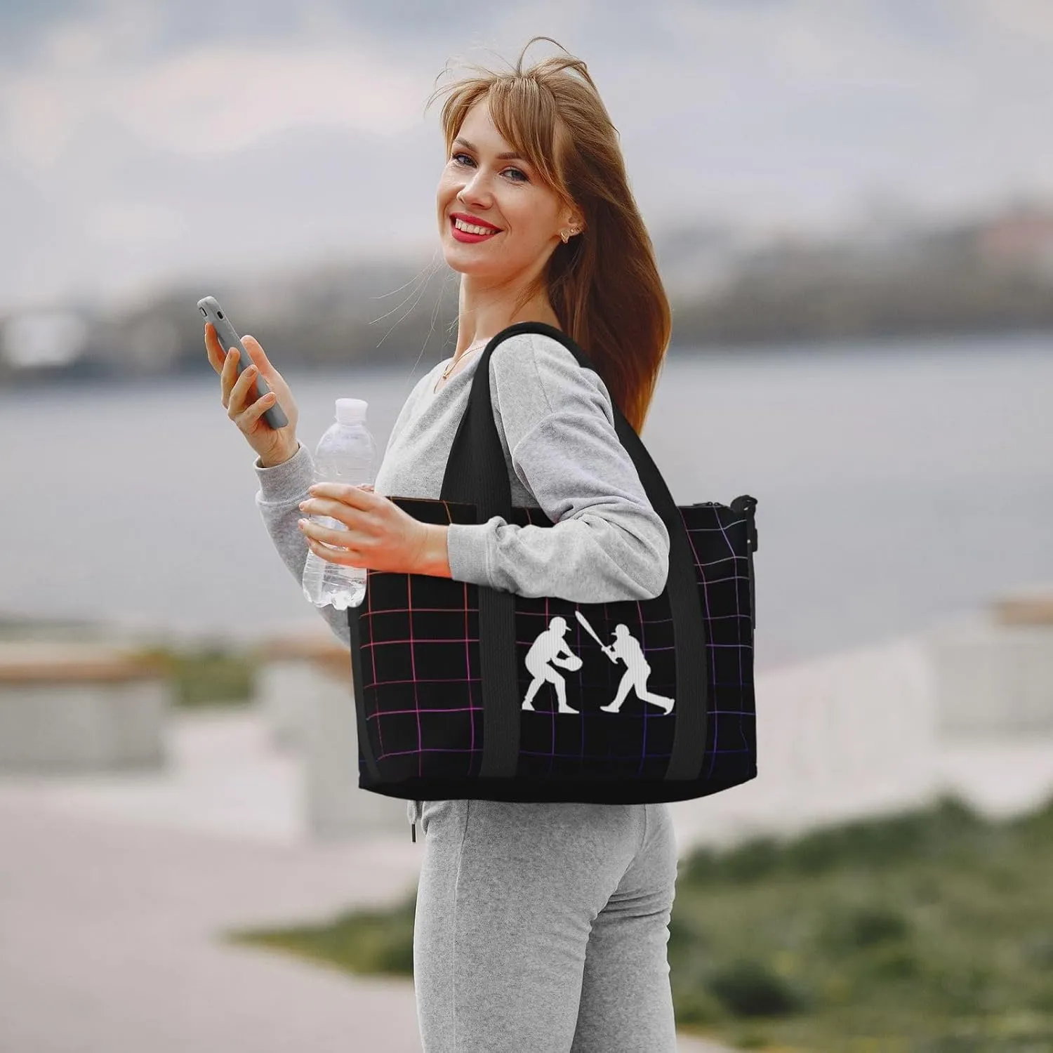 Personalized Unisex Sports Gym Bag Training Bag, Custom Named Weekender Practice Bag Workout Bag with Baseball Silhouette, Customized Birthday Gifts