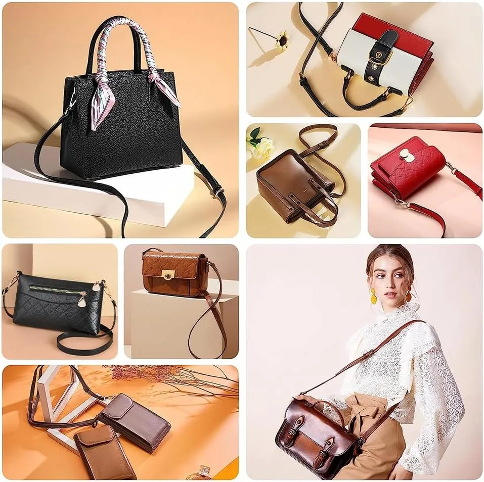 PH PandaHall 5 Colors Cross Body Strap for Purse, 43~50 Inch Adjustable Leather Replacement Strap Handles Purse Strap Handle Handbag Straps with Golden Buckles for DIY Crochet Bags Shoulder Bags