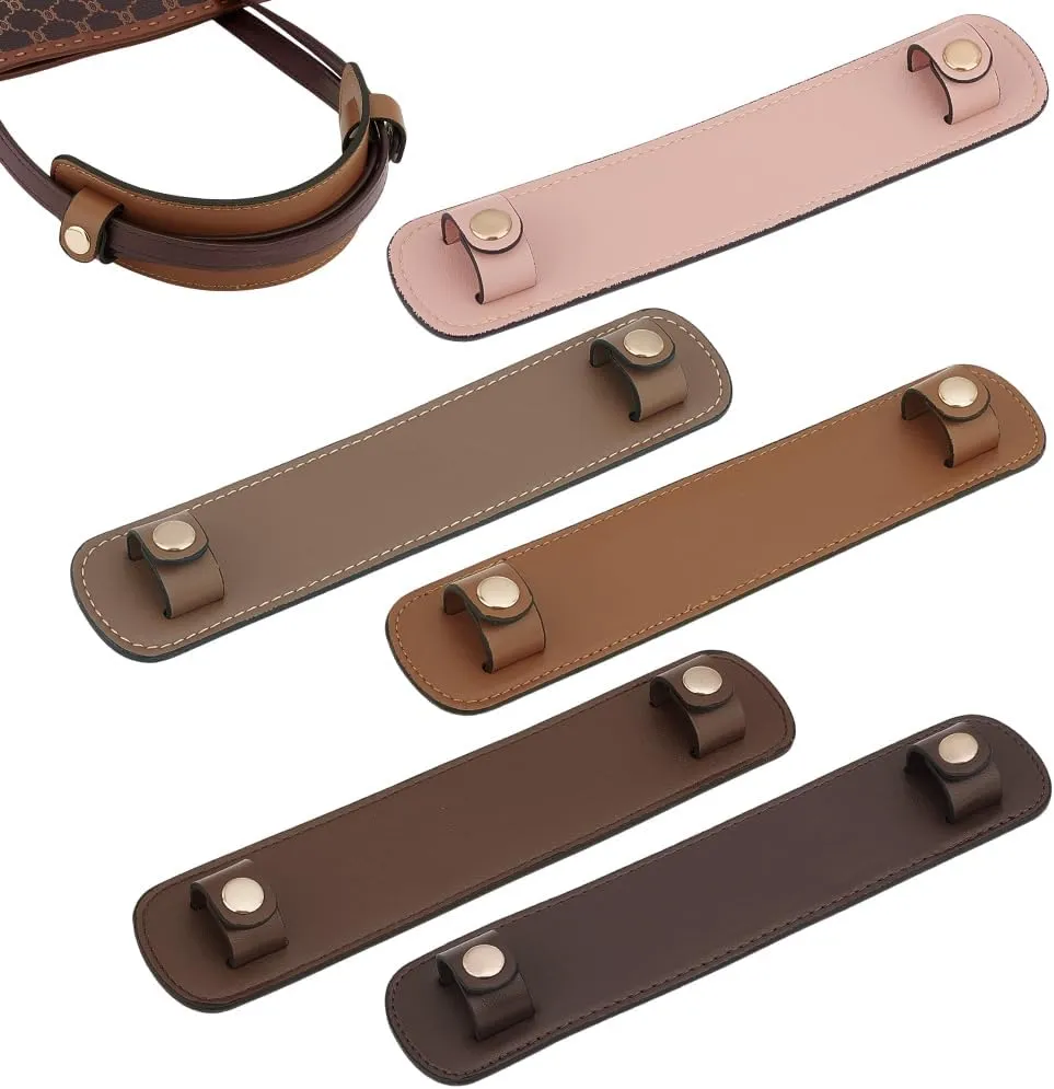 PH PandaHall 5 Colors Leather Shoulder Strap Pads Handbag Handle Leather Wrap Cover, Handbag Strap Protector Replacement Strap for Tote Bag Purse Backpack Travel Bag,9x1.9 inch