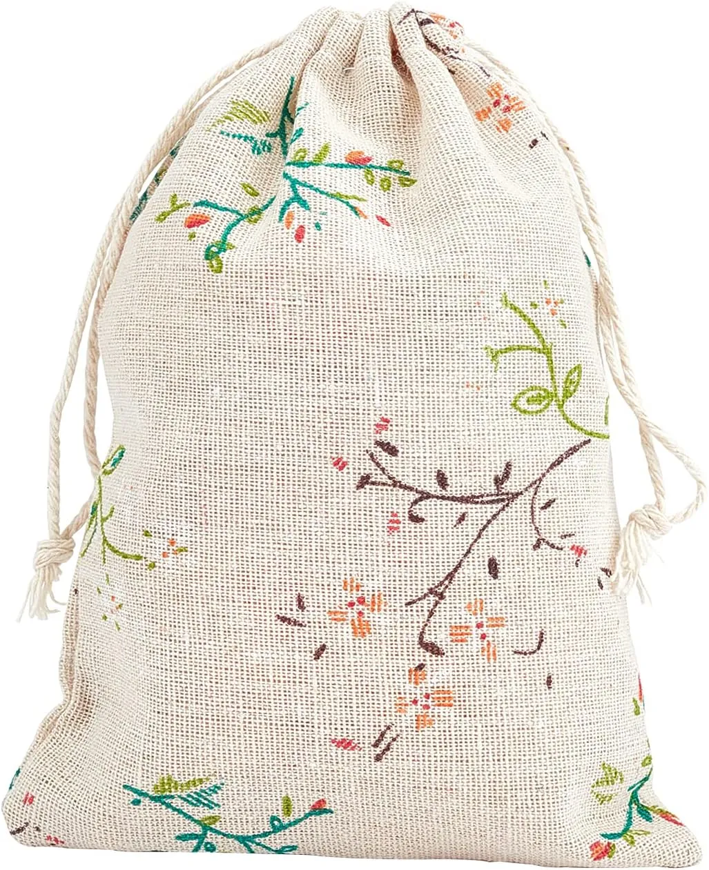 PH PandaHall 50pcs Drawstring Gift Bags 5x7 Inch Floral Burlap Bags Fabric Bag Jewelry Packing Pouches Favors Bag for Spring Jewelry Present Party Wedding Shower Birthday
