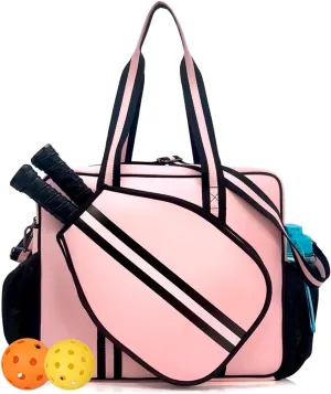 Pickleball Sports Tote Bag with Racket Holder, Neoprene, Adjustable Shoulder Strap