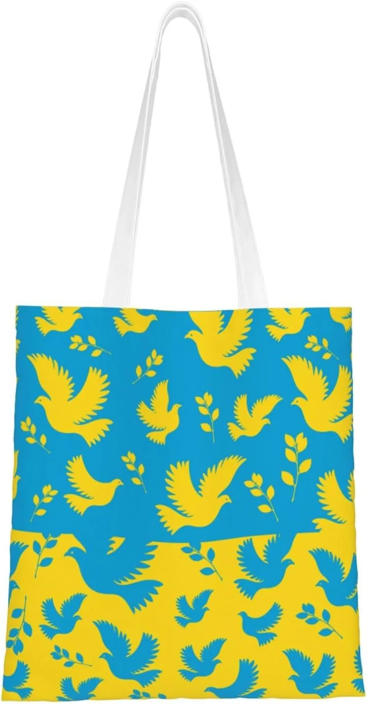 Pigeon Seamless Figure Tote Bag for Women Canvas Shopping Bags Reusable Large Capacity Casual Shoulder Handbags Grocery Bags DIY Gift Bags