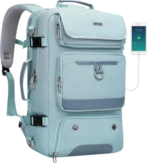 PIJUSHI Travel Backpack for Women Carry on 16 inch Laptop Bag Large Gym Backpacks with Shoe Pocket USB Charging Port(PE039 Blue)