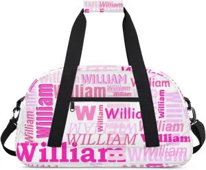 Pink Spell Name Personalized Gym Bag Luggage Bags Small Duffel Bag Custom Dance Bag for Travel Sport Practice