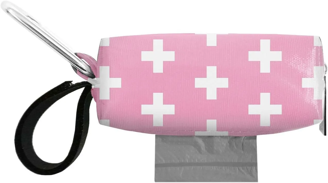 Pink Swiss Dirty Diaper Bag Dispenser, Clip On Bag Holder Attaches to Any Diaper Bag, 48 Count Large Tie Handle Bags