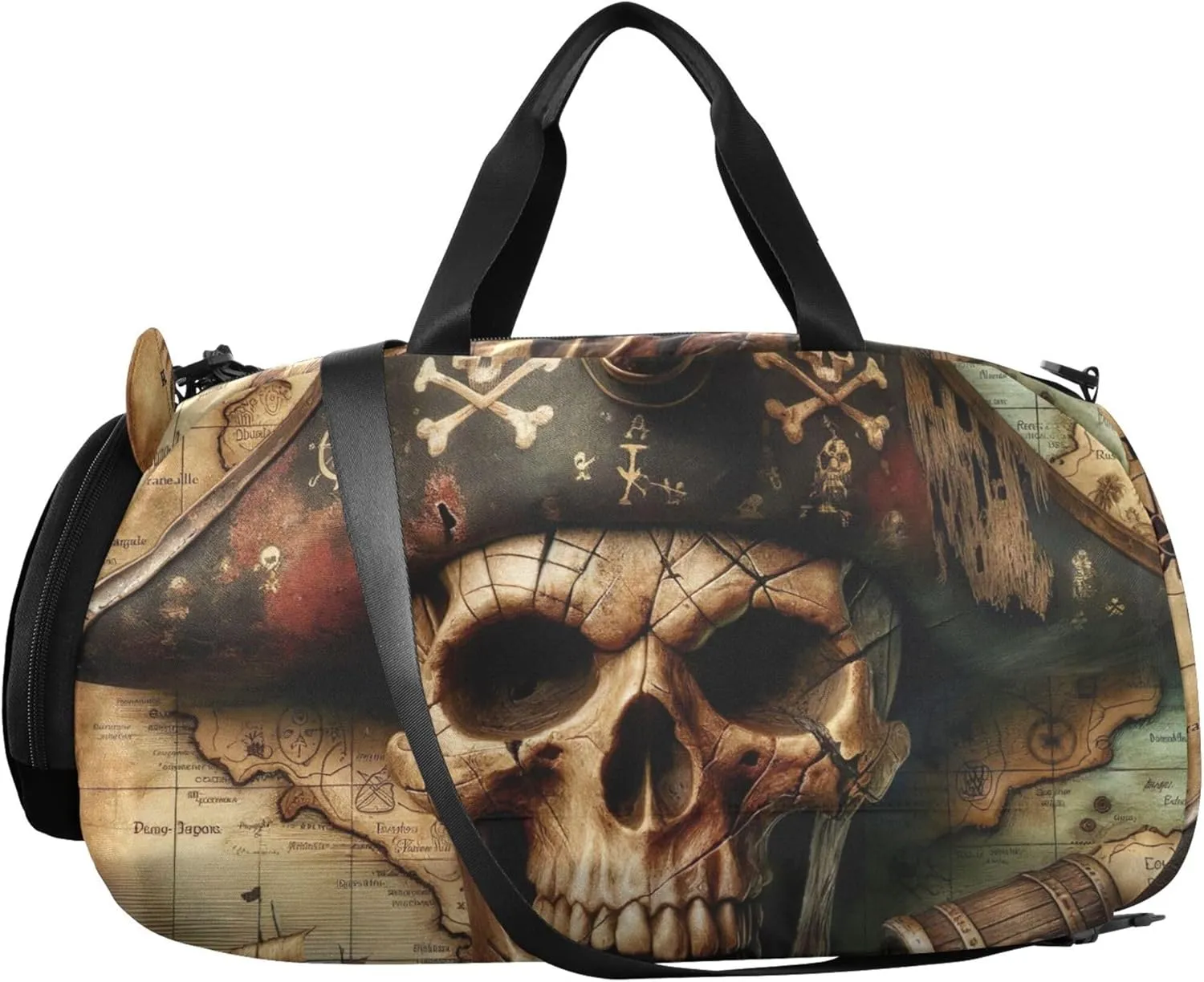 Pirate Skull Treasure Map Carry on Duffel Bag for Boys Overnight Bags Toddler Duffle Bags for Traveling Tote Duffle Bag for Kids