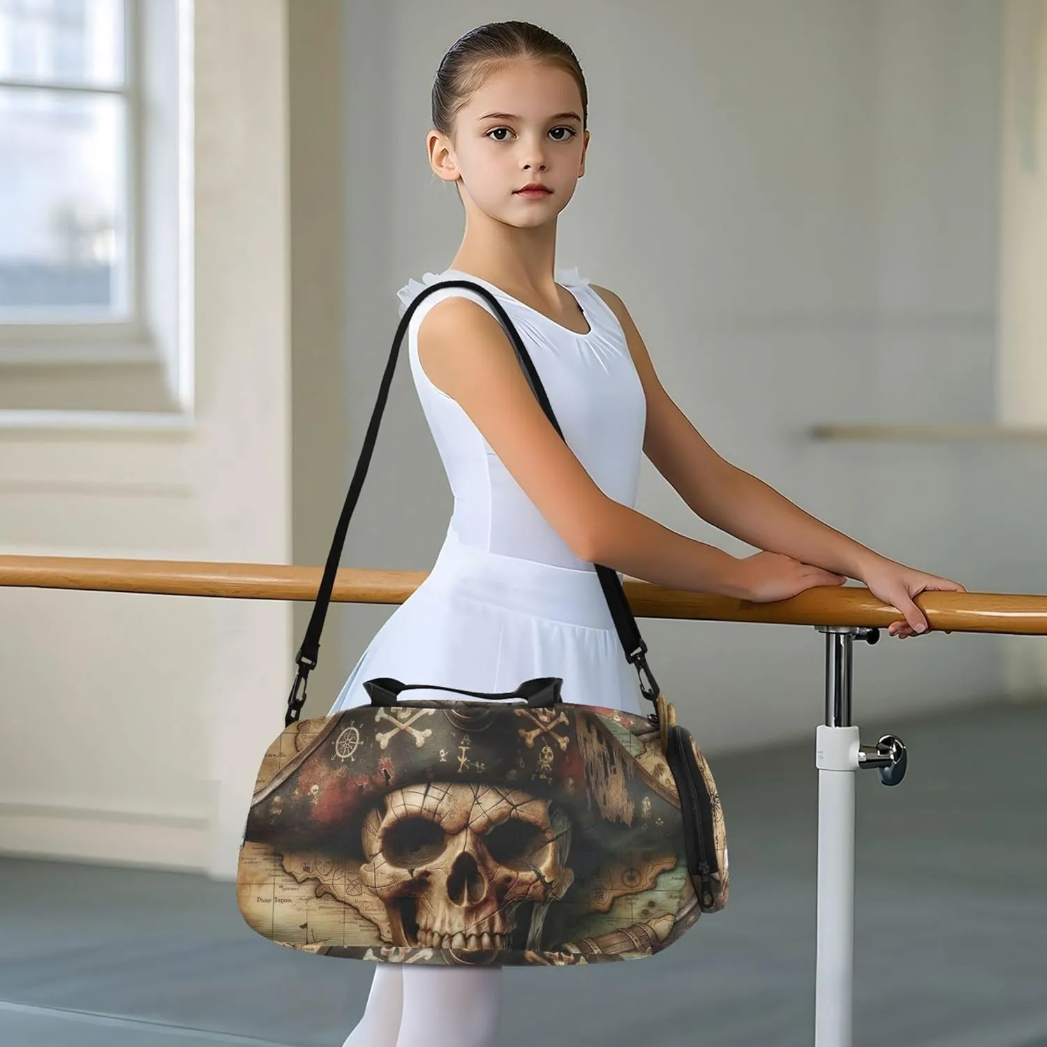 Pirate Skull Treasure Map Carry on Duffel Bag for Boys Overnight Bags Toddler Duffle Bags for Traveling Tote Duffle Bag for Kids