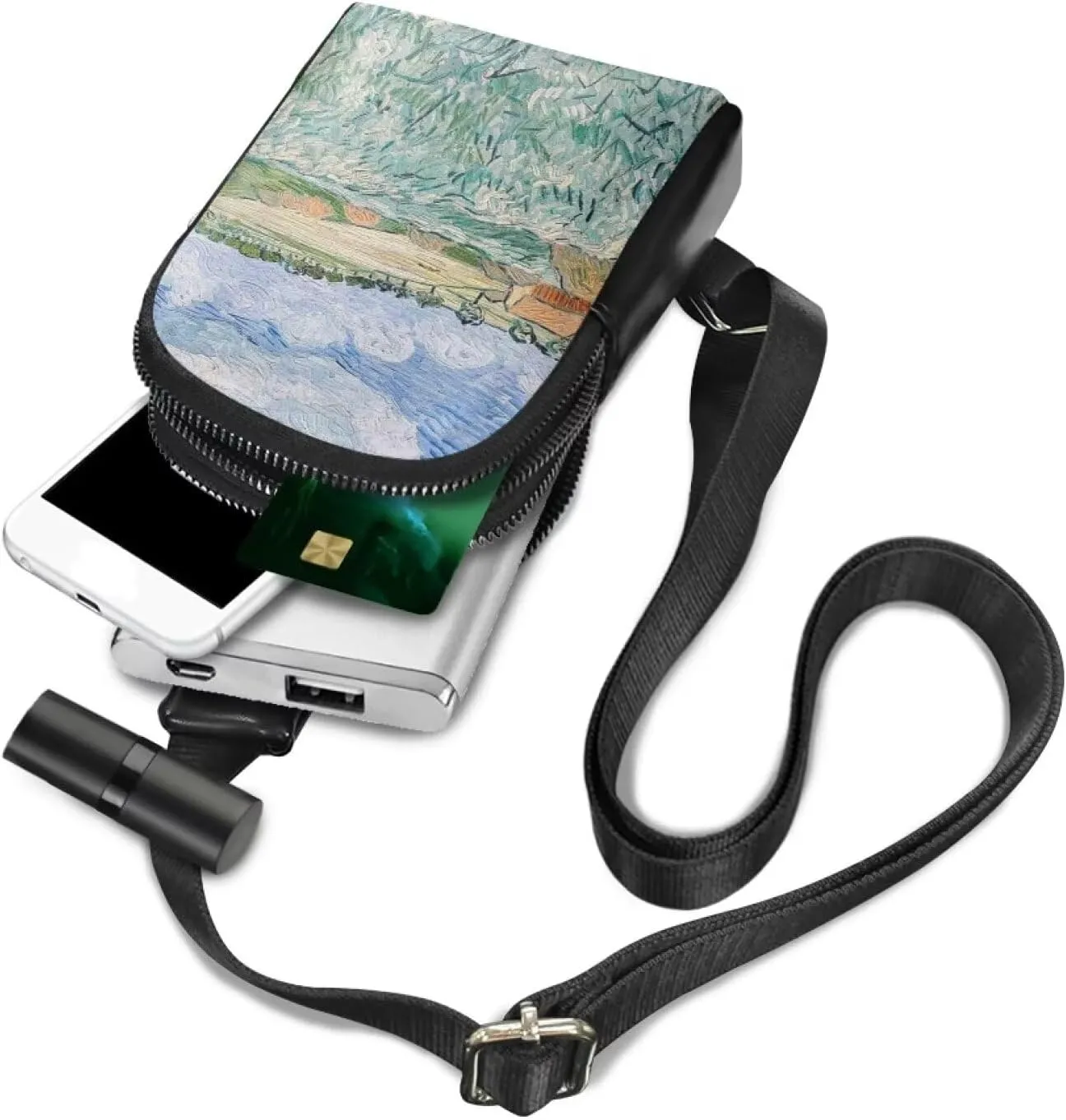 Plain near Auvers Waist Pack Bag Fanny Pack for Women, Oil Painted Countryside PU Leather Crossbody Bag for Women Antitheft Travel Sling Bag