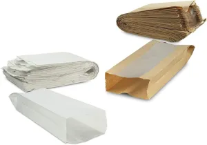 Plain White Paper Bread Bag 5 1/4" x 3 1/4" x 18" and Clear Window Kraft Breathable Paper Bread Bag Size 6 ½” x 2” x 18” By MT Products (50 Pieces)