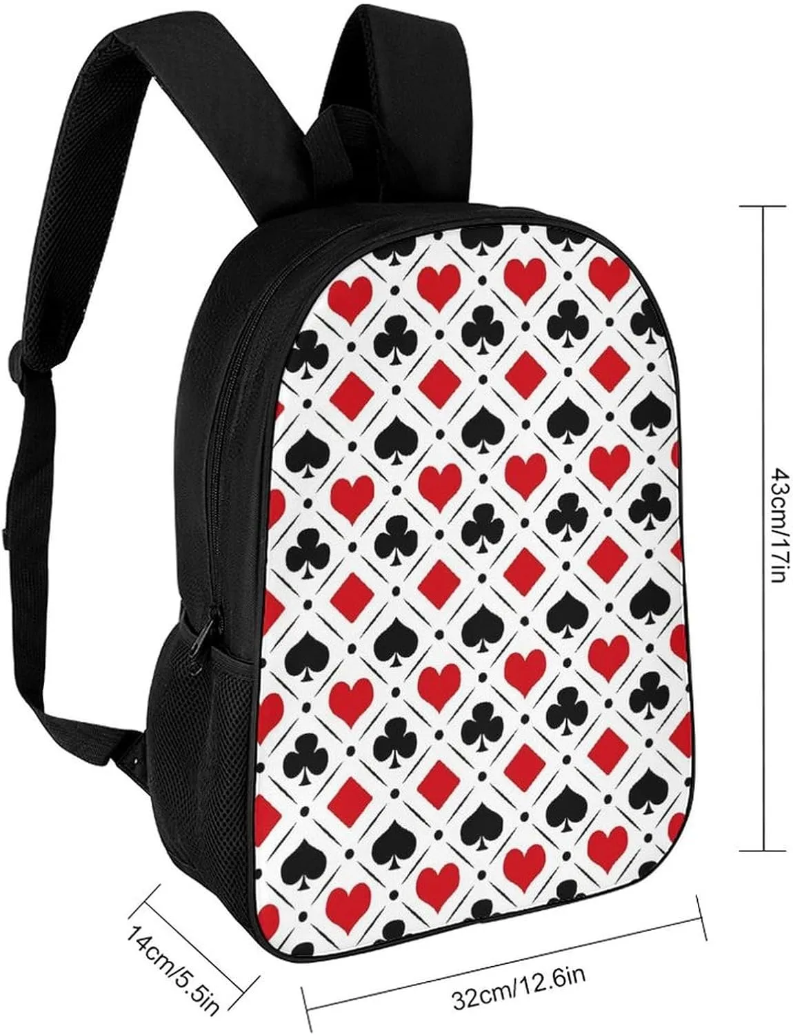 Playing Card Suits Symbols Backpack Lightweight Waterproof Backpacks Laptop Backpack for Unisex Casual Travel Daypacks Large Capacity