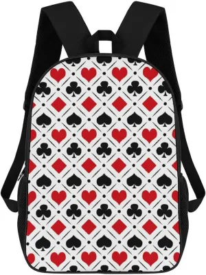 Playing Card Suits Symbols Backpack Lightweight Waterproof Backpacks Laptop Backpack for Unisex Casual Travel Daypacks Large Capacity