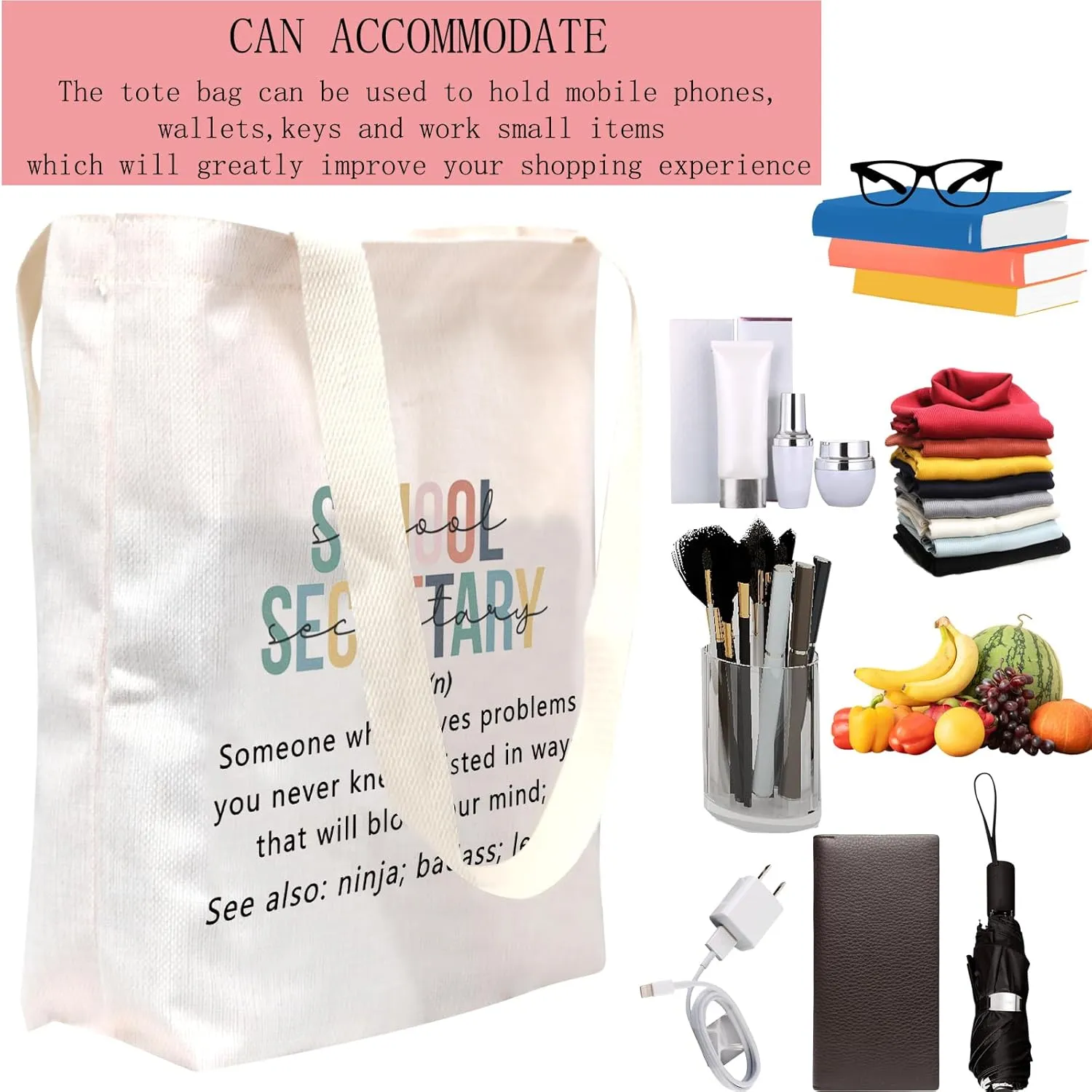 POFULL Secretary Gift Secretary Appreciation Gift Secretary Definition Tote Bag （Secretary Tote Bag