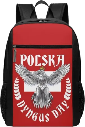 Polish Flag Poland Polska Eagle Flag Dyngus Day Casual Backpacks Sports Backpack Large Capacity Travel Rucksack Laptop Daypack with Multi-Pockets Adjustable Strap Work Bag for Hiking