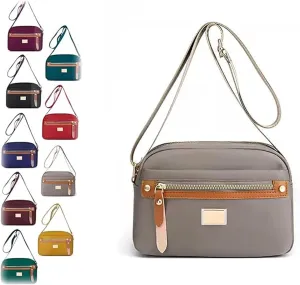 Popularate Nylon Crossbody Bag, Popularate Waterproof Nylon Crossbody Bag with Zipper and Multi Pockets for Women
