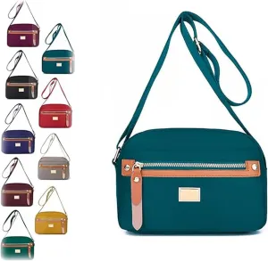 Popularate Nylon Crossbody Bag, Popularate Waterproof Nylon Crossbody Bag with Zipper and Multi Pockets for Women
