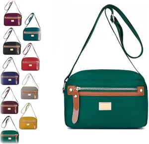 Popularate Nylon Crossbody Bag, Popularate Waterproof Nylon Crossbody Bag with Zipper and Multi Pockets for Women