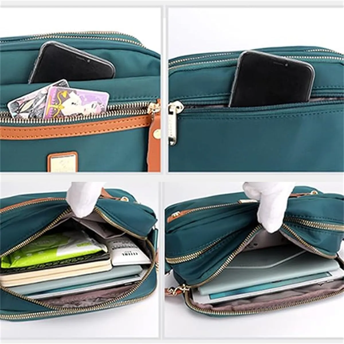 Popularate Nylon Crossbody Bag, Popularate Waterproof Nylon Crossbody Bag with Zipper and Multi Pockets for Women
