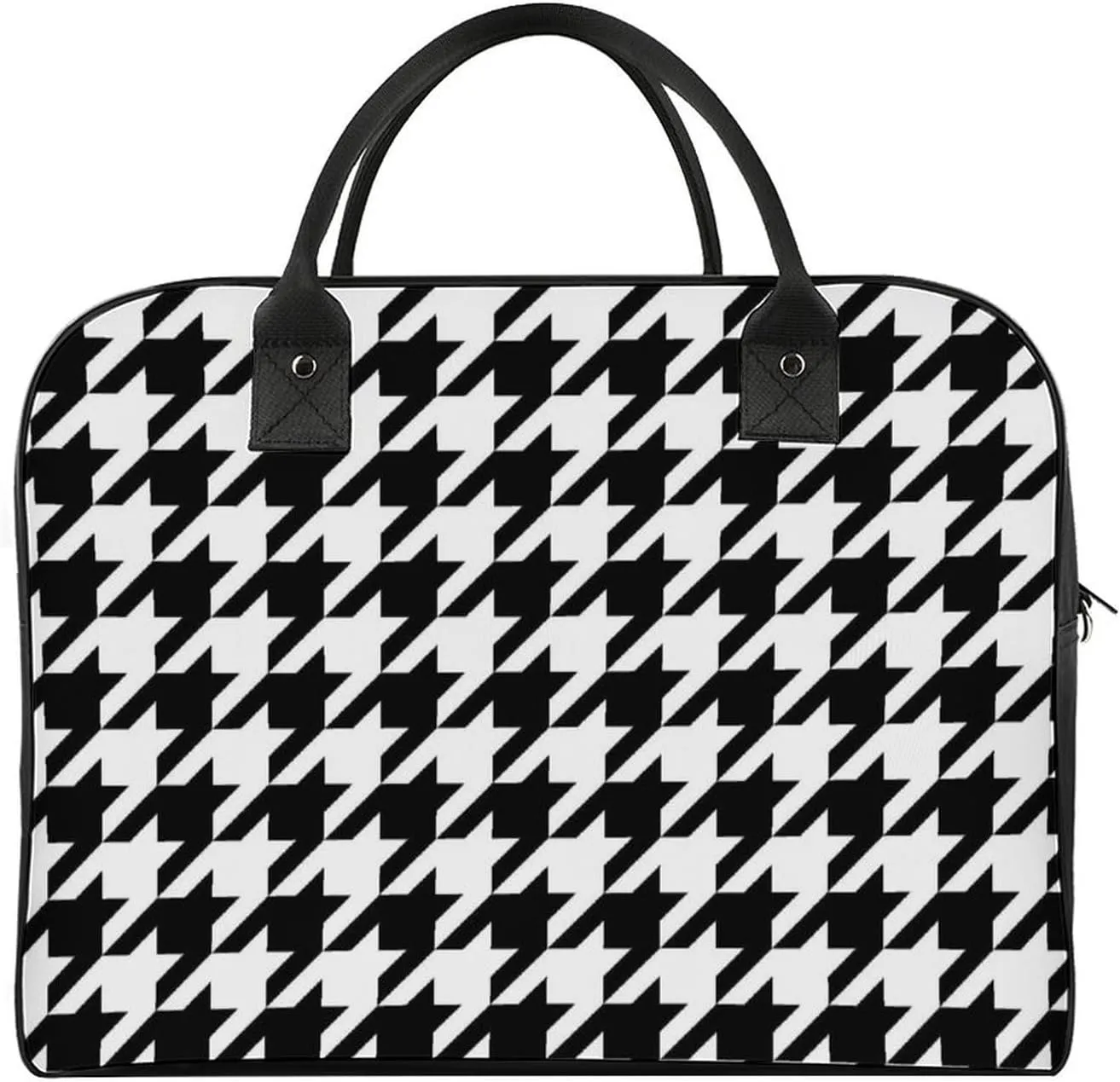 Portable Travel Bag, Oversized Weekender Bag, Large Carry On Bag, Sports Gym Dance Soft Bag For Women And Men Compatible with Black And White Houndstooth
