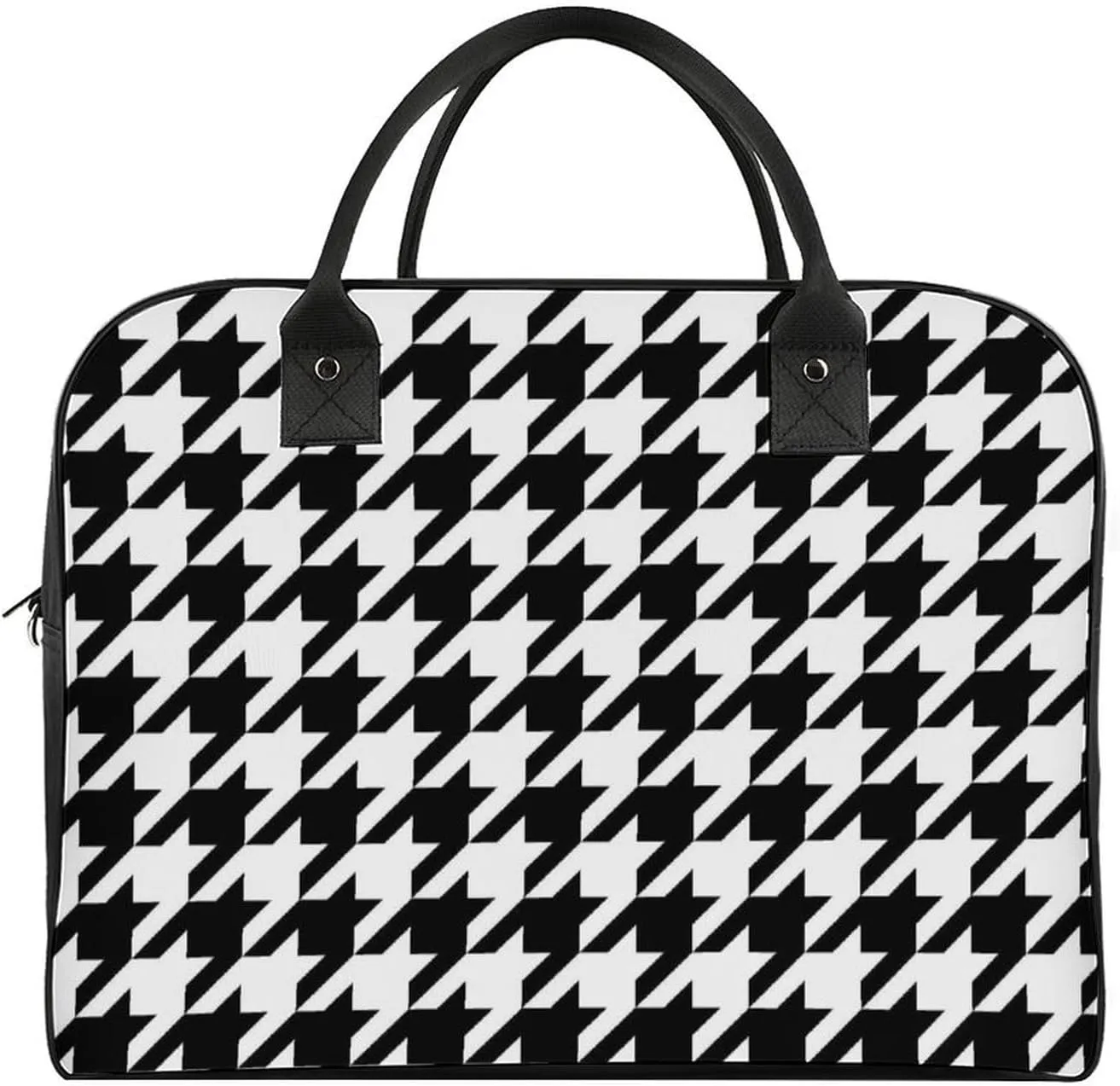 Portable Travel Bag, Oversized Weekender Bag, Large Carry On Bag, Sports Gym Dance Soft Bag For Women And Men Compatible with Black And White Houndstooth