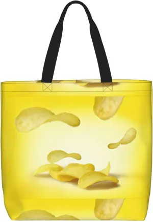Potato Chips Duty Reusable Shopping One-Shoulder Bags â€“ Large Tote Bags Are Foldable