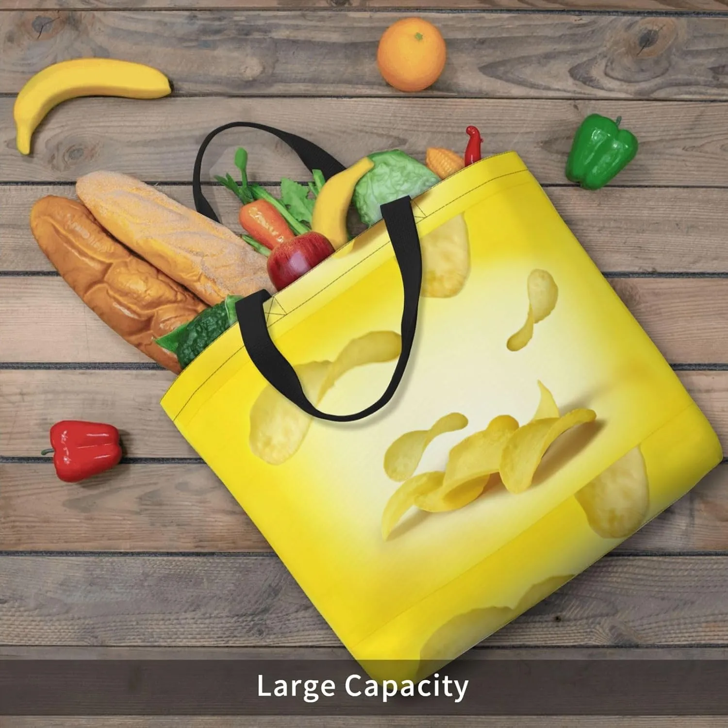 Potato Chips Duty Reusable Shopping One-Shoulder Bags â€“ Large Tote Bags Are Foldable