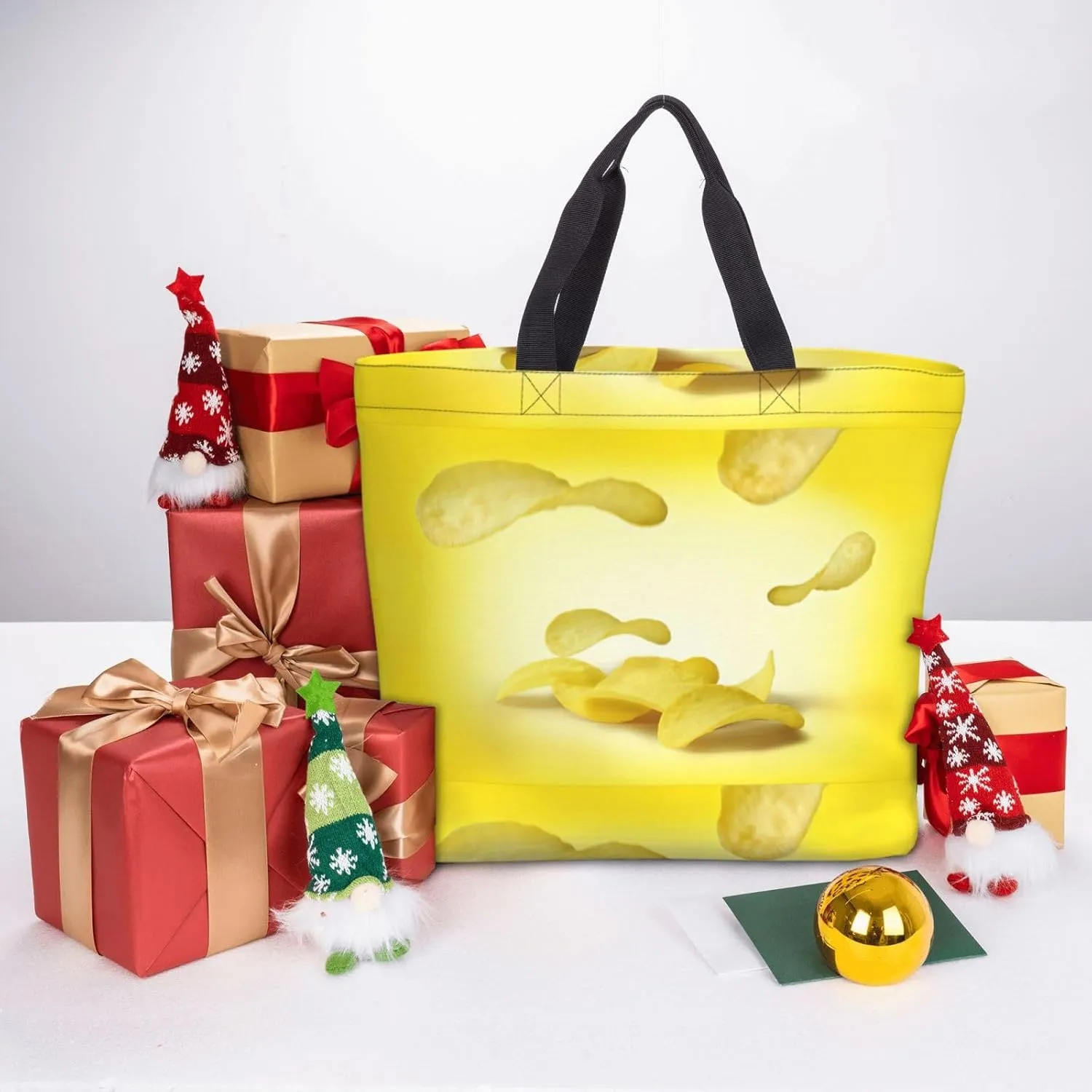 Potato Chips Duty Reusable Shopping One-Shoulder Bags â€“ Large Tote Bags Are Foldable