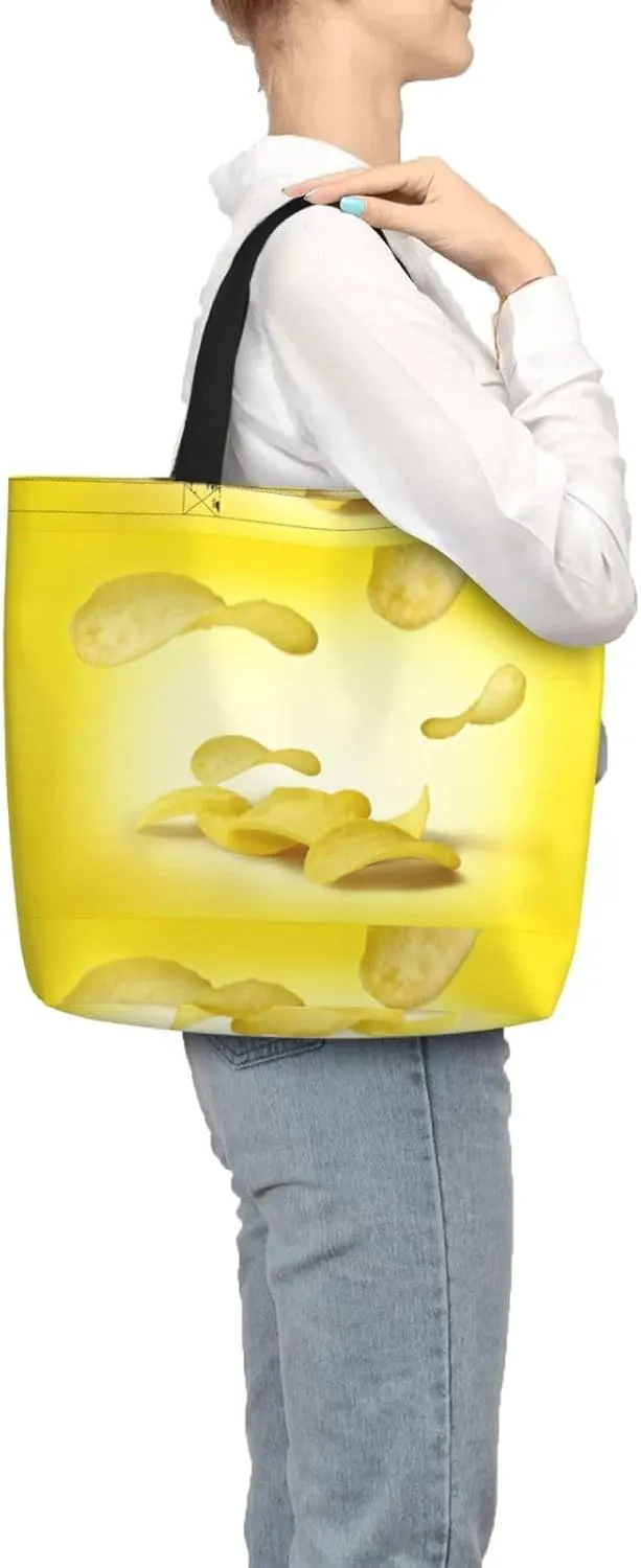Potato Chips Duty Reusable Shopping One-Shoulder Bags â€“ Large Tote Bags Are Foldable