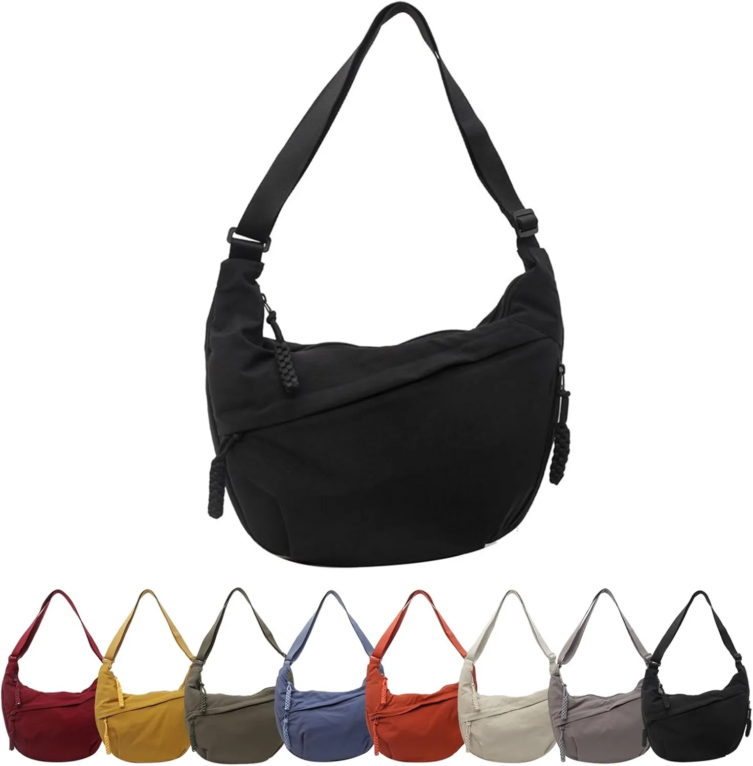 Preferable Crossbody Bag, Women's Fashion Plain Color Nylon Crossbody Bag, Nylon Crescent Bag, Women's Casual Sling Purse