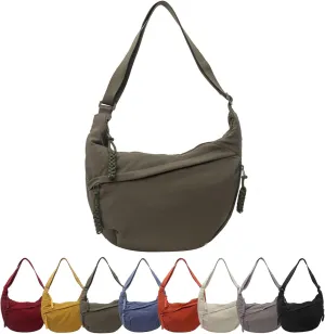 Preferable Crossbody Bag, Women's Fashion Plain Color Nylon Crossbody Bag, Nylon Crescent Bag, Women's Casual Sling Purse