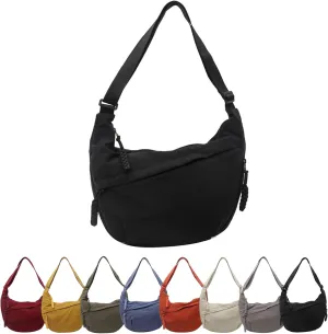 Preferable Crossbody Bag, Women's Fashion Plain Color Nylon Crossbody Bag, Nylon Crescent Bag, Women's Casual Sling Purse
