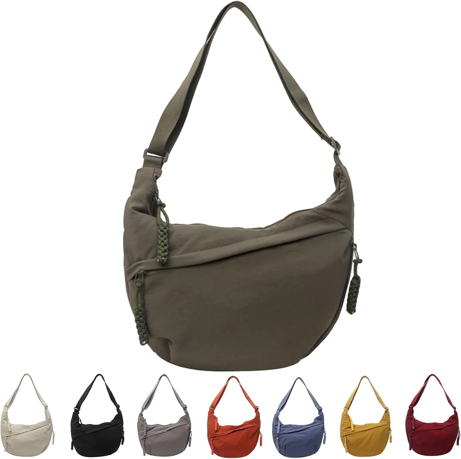 Preferable Crossbody Bag, Women's Fashion Plain Color Nylon Crossbody Bag, Slouchy Anti-theft Crescent Shoulder Bag