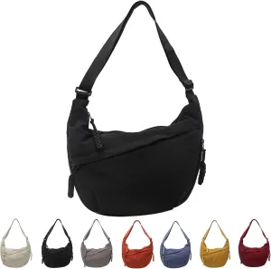Preferable Crossbody Bag, Women's Fashion Plain Color Nylon Crossbody Bag, Slouchy Anti-theft Crescent Shoulder Bag