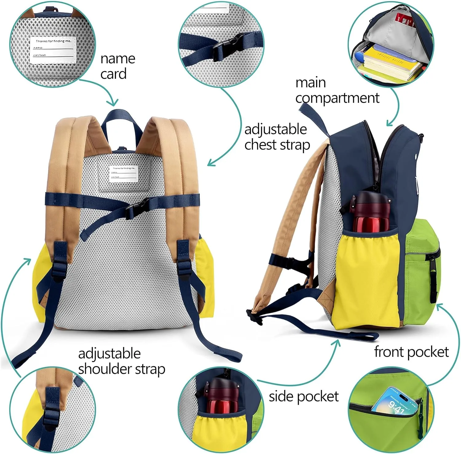 Preschool Backpack For Boys Girls, Mini Backpack For School & Travel, Child Backpacks, Kindergarten Elementary Toddler bag, 11" H, For Kids 2-4, Small