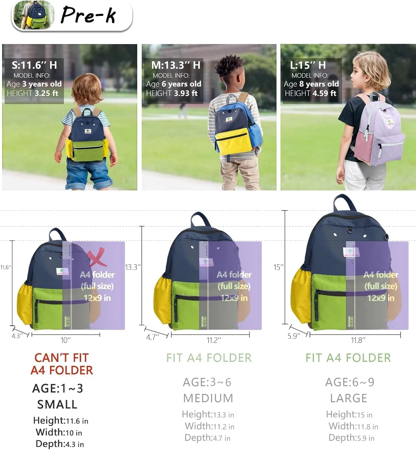 Preschool Backpack For Boys Girls, Mini Backpack For School & Travel, Child Backpacks, Kindergarten Elementary Toddler bag, 11" H, For Kids 2-4, Small