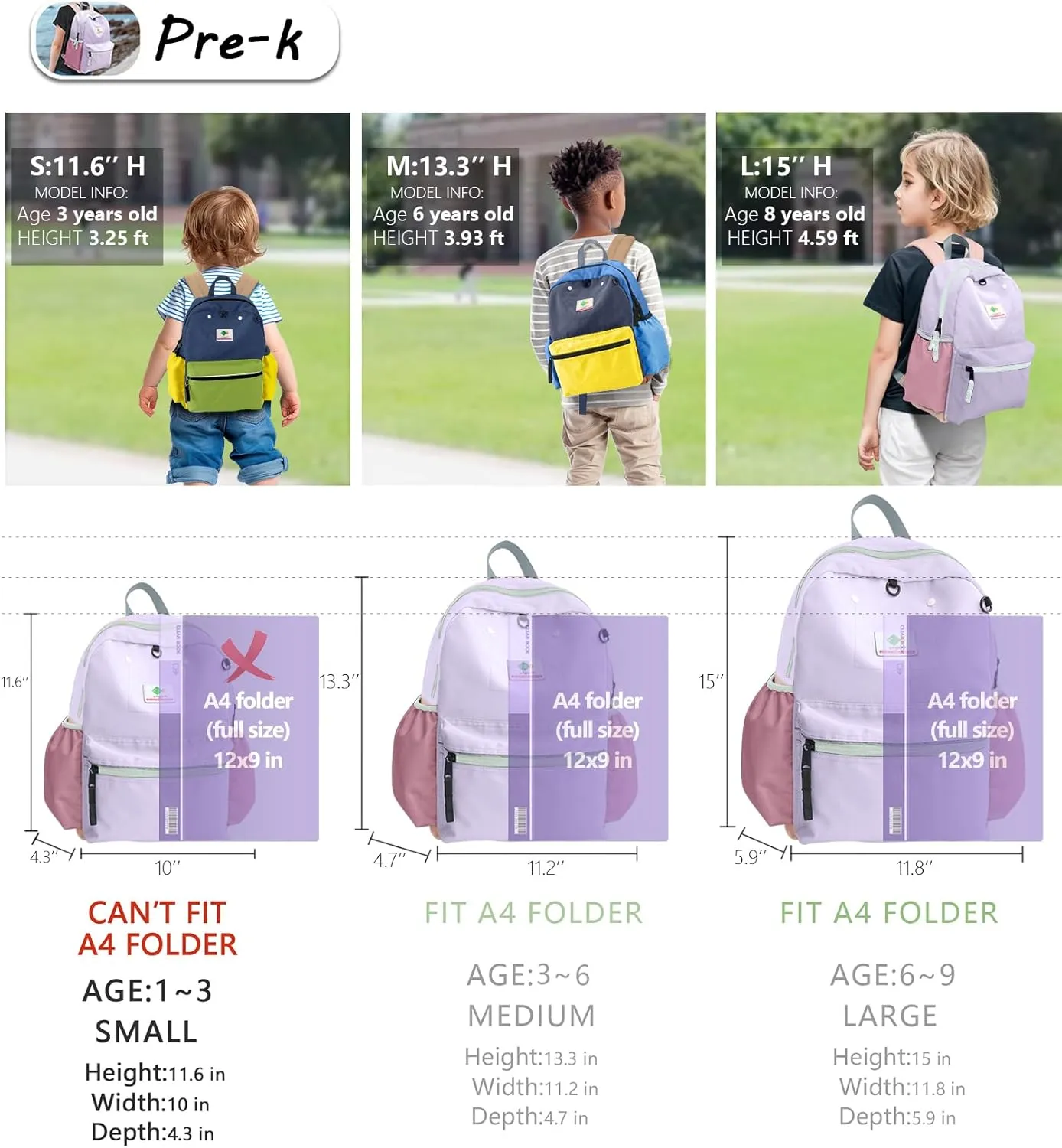 Preschool Toddler Backpack For Boys Girls, School Mini & Travel, Small Kids Child Backpacks, Kindergarten Elementary bag, 12" H, 2-4