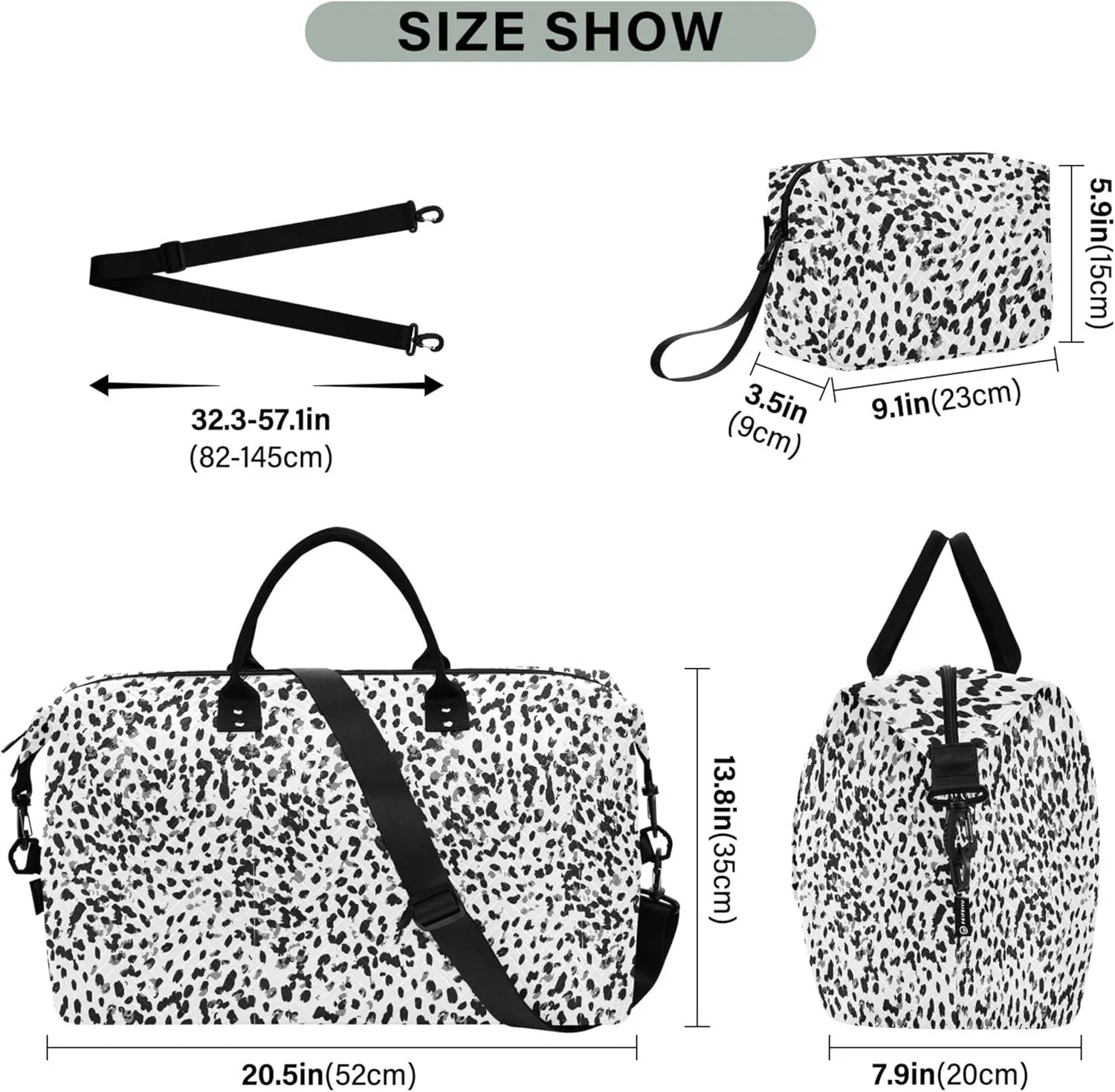 Print Abstract Animal Skin Duffel Bag for Travel Cosmetic Bags Set, Cute Womens Garment Duffel Bag Overnight Bag